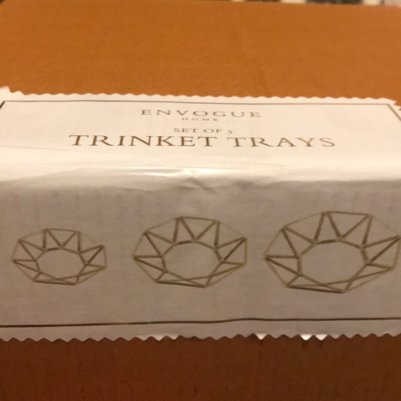 Envogue Gold Glass Trinket Tray Set - Picture 5 of 5